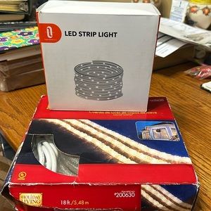 LED lights strip along with Holiday Living snow flake lights. New, never used.
